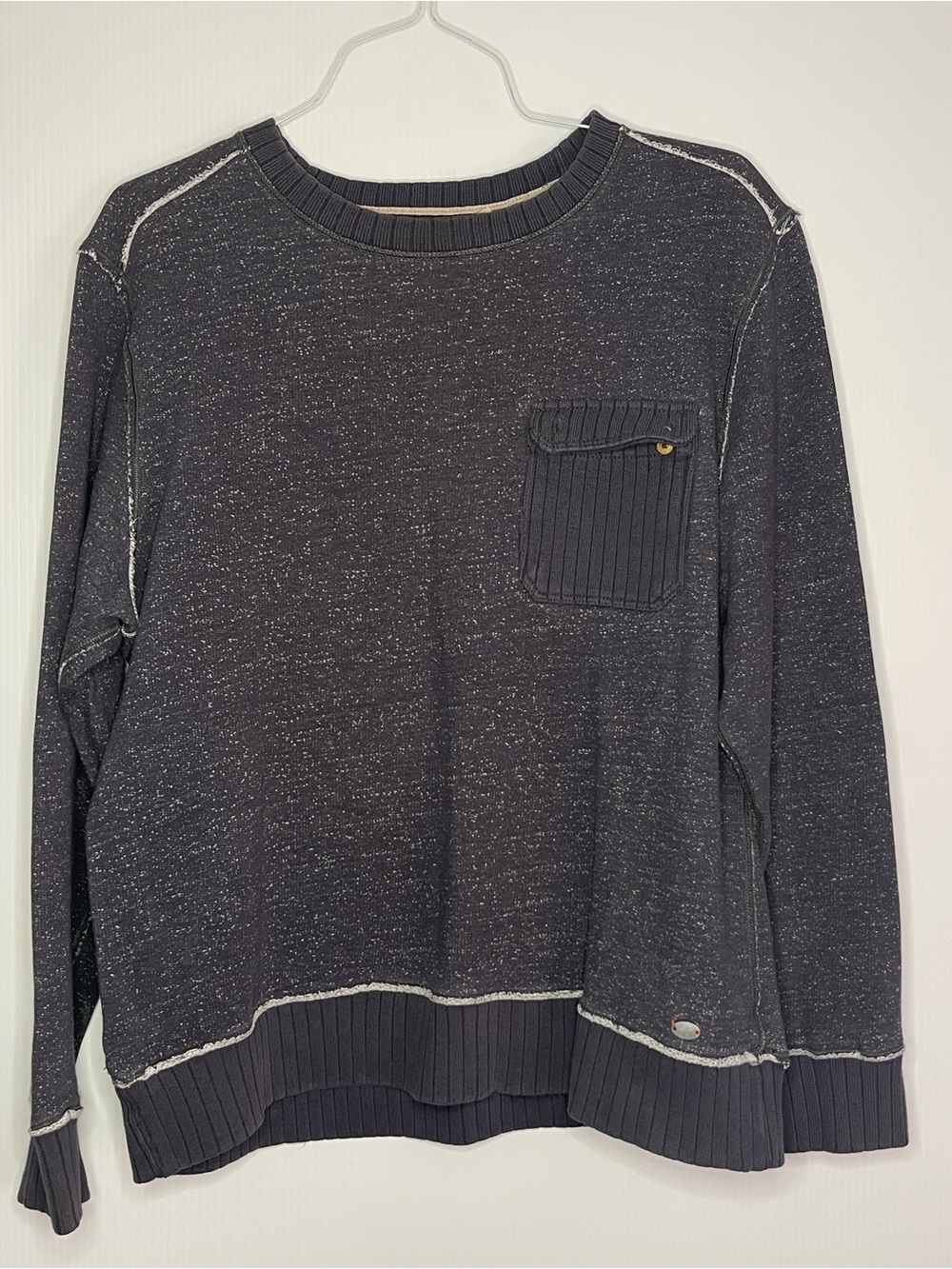 Men's Crewneck Pocket Sweater in Dark Charcoal